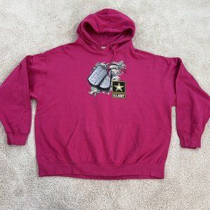 Three Layer Womens Hoodie Sweatshirt Army Wife 2XL Pink Pullover